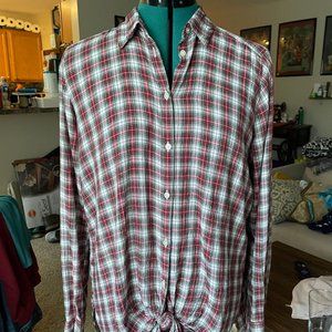 LOFT Plaid Tie-Front Tunic